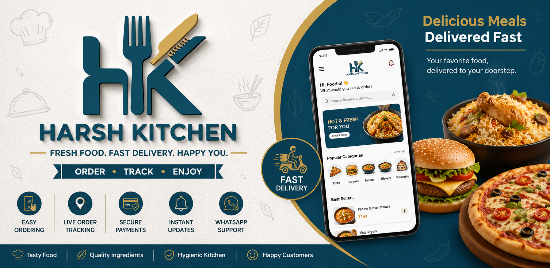 Harsh Kitchen mobile app preview